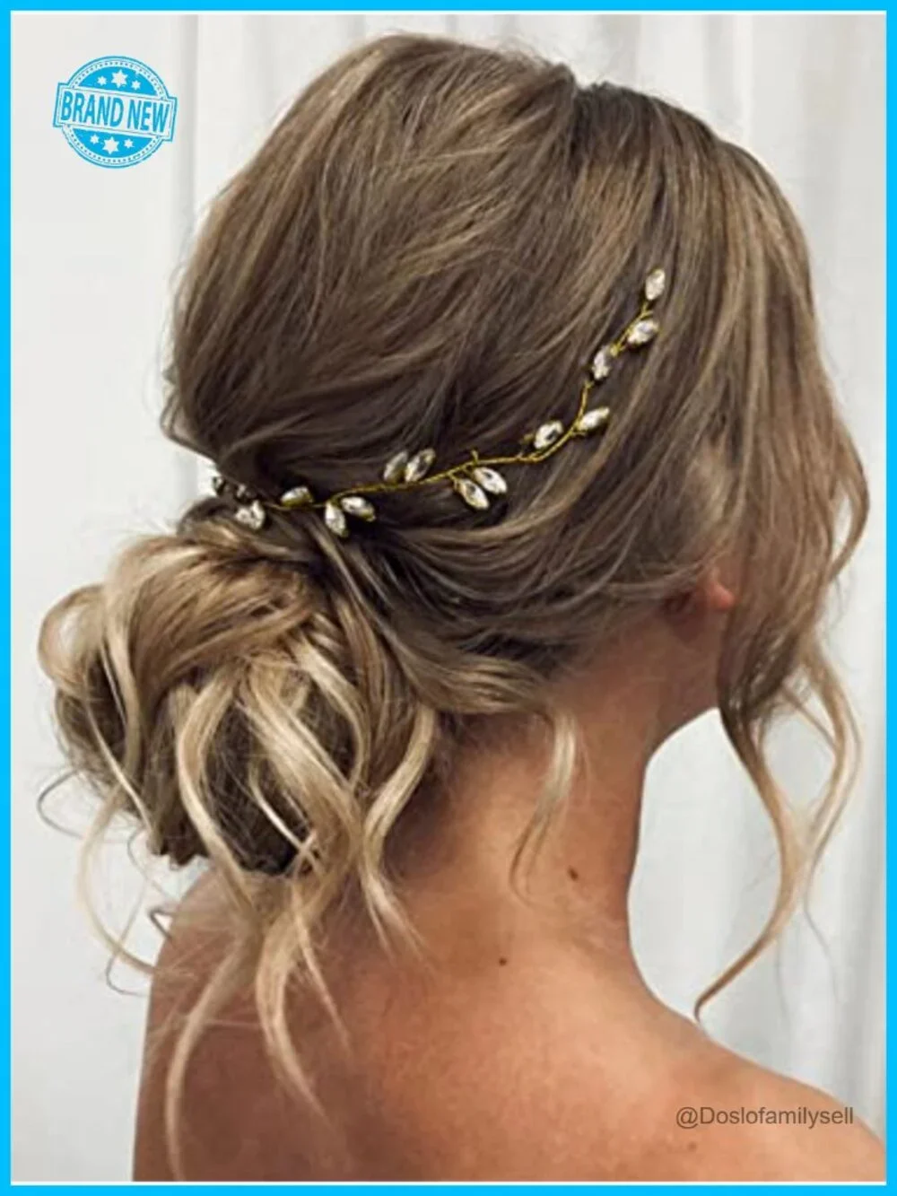 Crystal Rhinestone Wedding Hair Vine Gold Bridal Headpiece